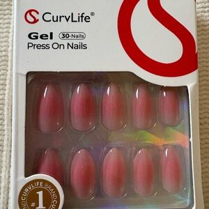 New Curvlife Pink Blossom Veil Gel Press-On Nails - 30 Pack